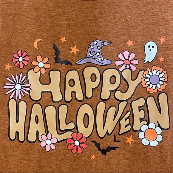 Happy Halloween tee seasonal tshirt fall October witch tick or treat size large - Picture 3 of 4